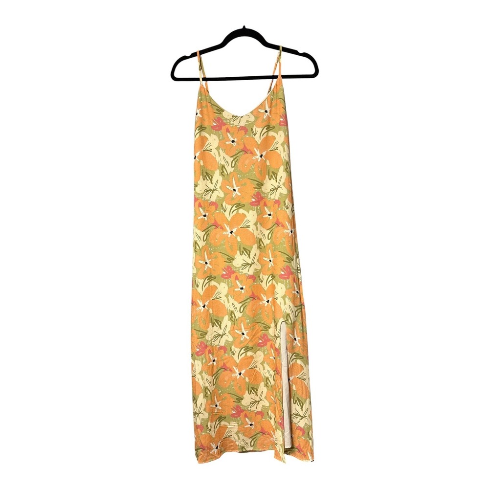 Sadie and Sage Aperitivo Back Tie Midi Dress Orange Floral Small NWT